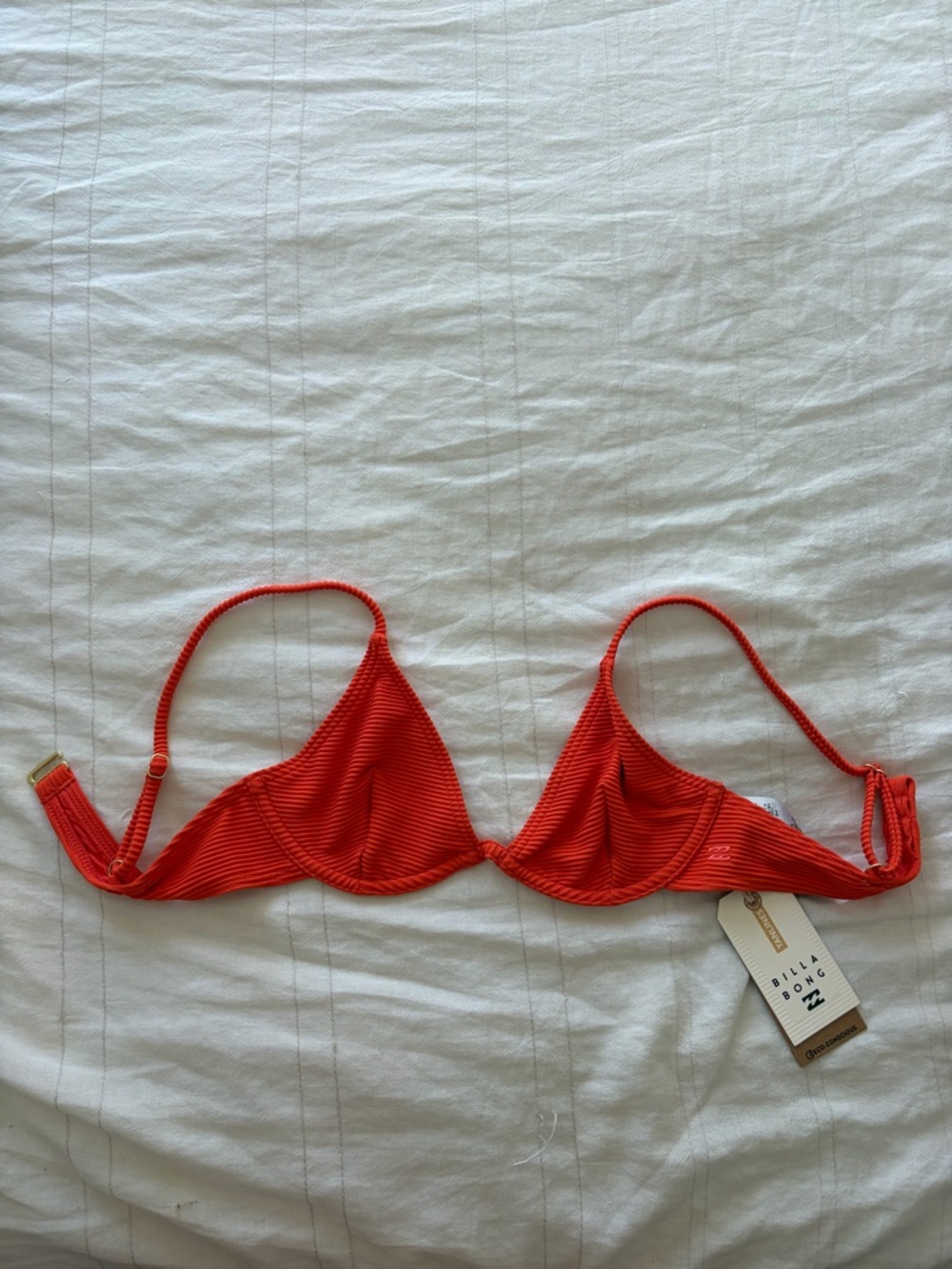 Billabong Orange Ribbed Underwire Bikini Top